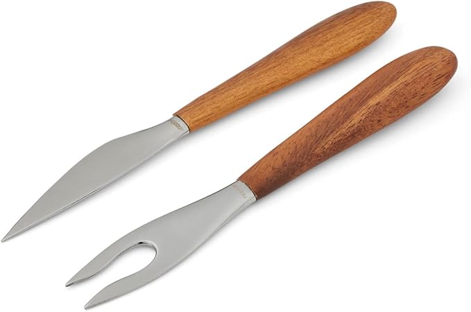 nambe Curvo Cheese Set | Cheese Knife and Fork Utensil Set by Unknown