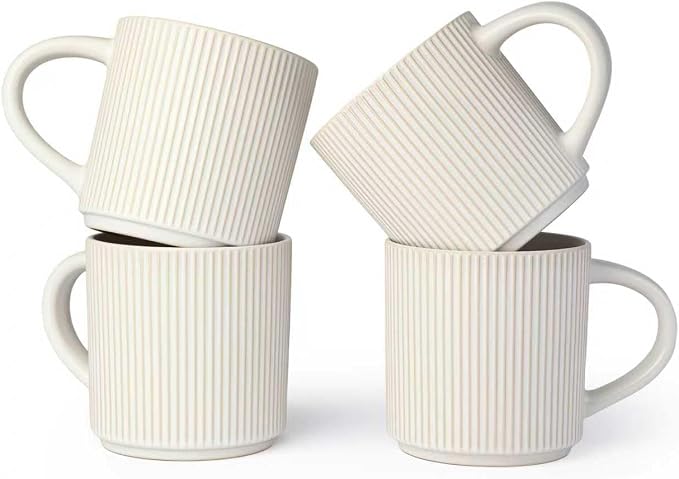 DeeCoo Matte White Coffee Mugs Set of 4, 12 Ounce Mug by DeeCoo