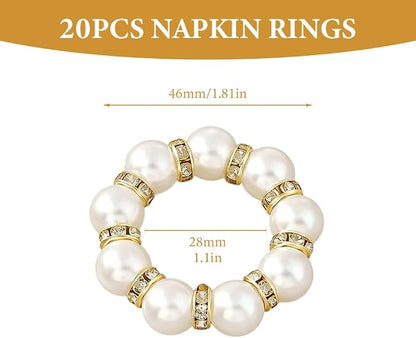 50Pcs Pearl Napkin Rings, Imitation Pearl Ring Napkin Wedding Beaded White | - Image 2