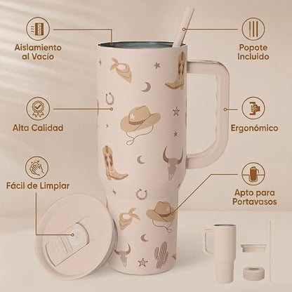 SANDJEST Cowgirl Tumbler 40oz for Women Girls – Stainless Steel Travel Coffee - Image 2