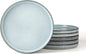 famiware Star Salad Plates for 6, 8 inches Plate Set, Stoneware Dinnerware, Small Dinner Plates for Dessert, Salad, Appetizer, Smoky Blue