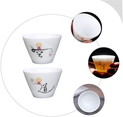 2Pcs Ceramic Tea Cups Retro Style Porcelain Teaware Delicate Handleless Kung Fu - Image 7