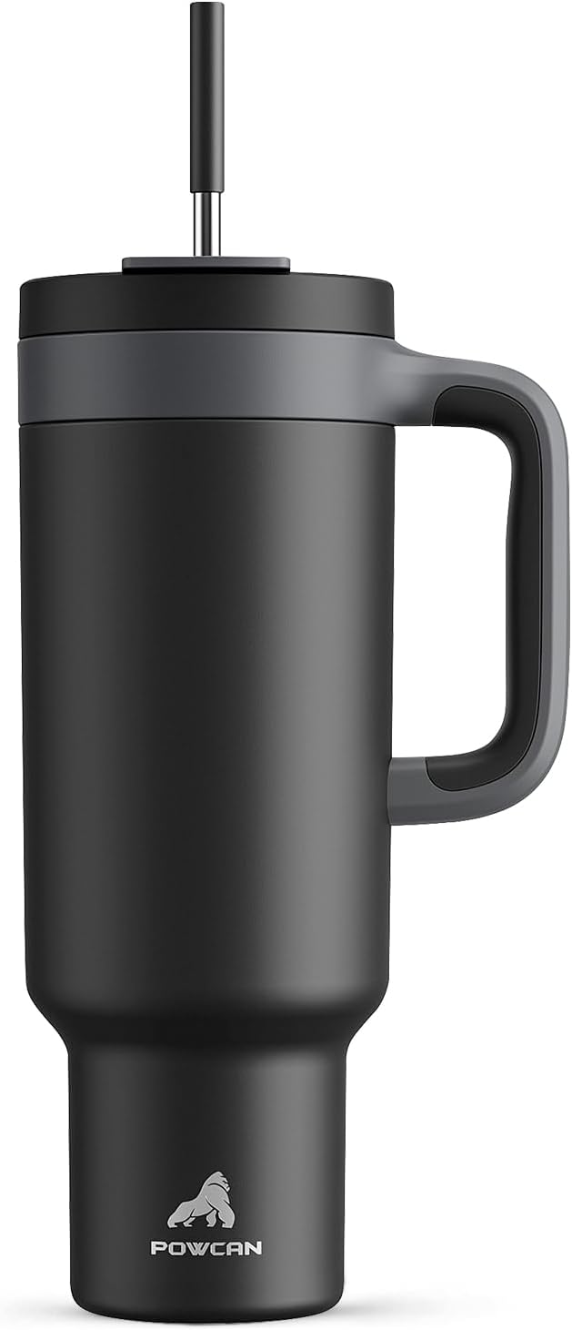 POWCAN 50 oz Tumbler with Handle, 2-in-1 Straw and Sip Lid, Dishwasher Safe by POWCAN