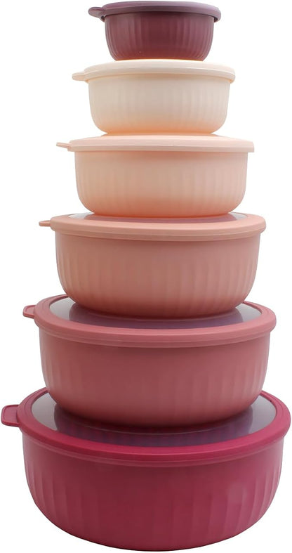 COOK WITH COLOR Prep Bowls with Lids- Wide and Deep Nesting Plastic Small by CookwithColor