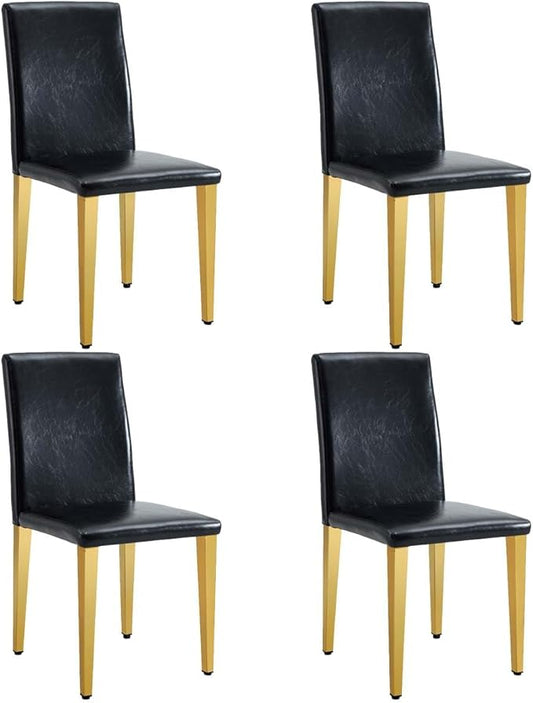 Dining Chairs Set of 4,Faux Leather with Gold Metal Legs,Armless Kitchen Room Chairs Set of 4,Max Load 300 Lbs,High Back Modern Design for Home Kitchen Living Room Bedroom