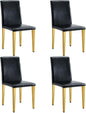 Dining Chairs Set of 4,Faux Leather with Gold Metal Legs,Armless Kitchen Room Chairs Set of 4,Max Load 300 Lbs,High Back Modern Design for Home Kitchen Living Room Bedroom