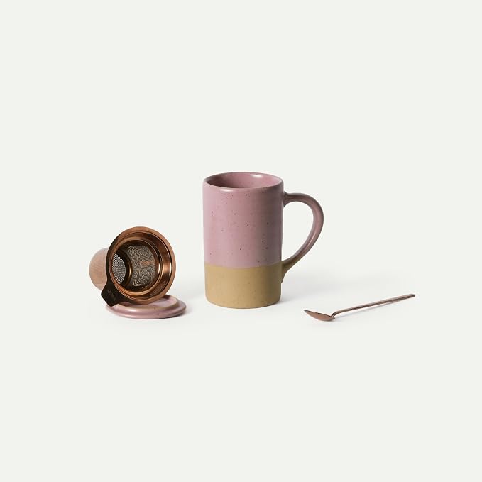MORA Ceramics Tea Cup with Loose Leaf Infuser, Spoon and Lid, 12 oz, Microwave by MORA
