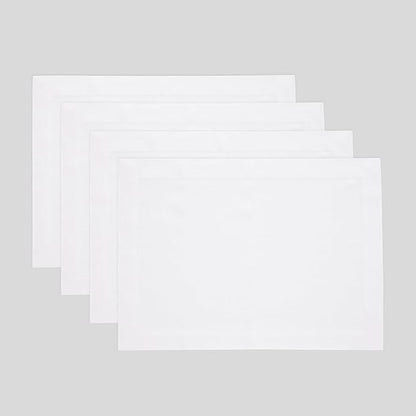 Solino Home Linen White Placemats Set of 4 - 100% Pure Linen Placemats 14 x 19 Inch for Winter, Valentines, Spring, Easter - Fete