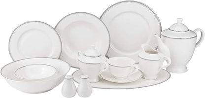 Euro Porcelain 57-pc Banquet Dinnerware Set, Luxury Bone China Tableware, Service for 8