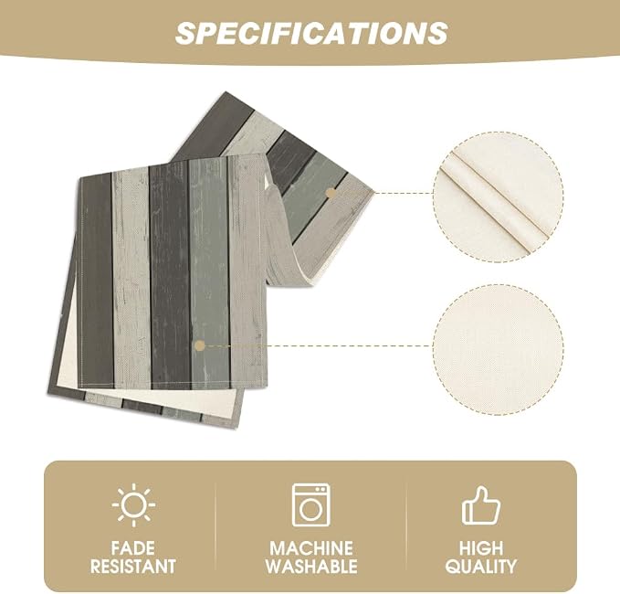 Artoid Mode Grey Retro Rustic Wood Texture Table Runner, Seasonal Kitchen - Image 5