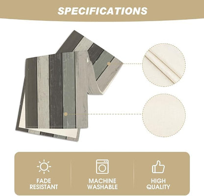 Artoid Mode Grey Retro Rustic Wood Texture Table Runner, Seasonal Kitchen - Image 5