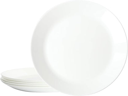 Gibson Home Ultra Round 6 Pieces 10 Inch Opal Glass Crack and Chip Resistant Dishes, Lightweight Round Dinnerware Set Plates, Microwave & Dishwasher Safe