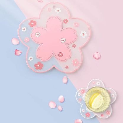 Sakura Coffee Cup Mat Kawaii Coaster 2PCS Cute Cherry Blossom PVC Home Tea Mug - Image 5