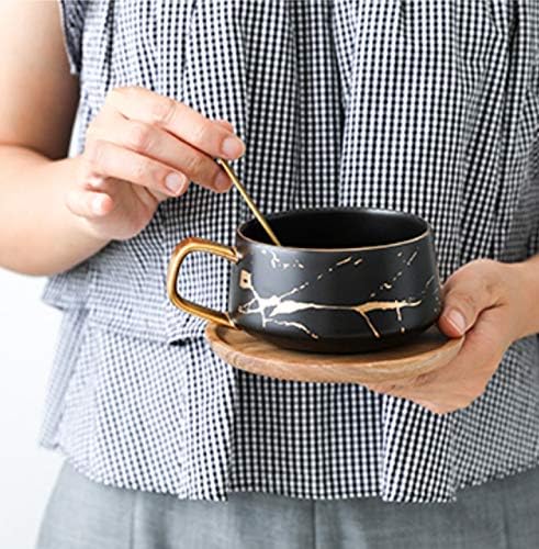 Jusalpha 10 oz Luxury Golden Hand Print Tea Cup and Saucer Set - Image 4