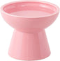Extra Wide Elevated Ceramic Cat Water Bowl - 6.2" Deeper Dish for Whisker Fatigue Relief, 5" Height for Easy Feeding, Lead & Cadmium Free, Durable Raised Cat Bowls, Pink