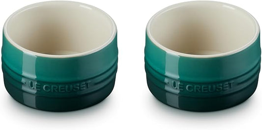 Le Creuset Stoneware Round Ramekin Straight Wall Set of 2, 7 oz. Each, Artichaut