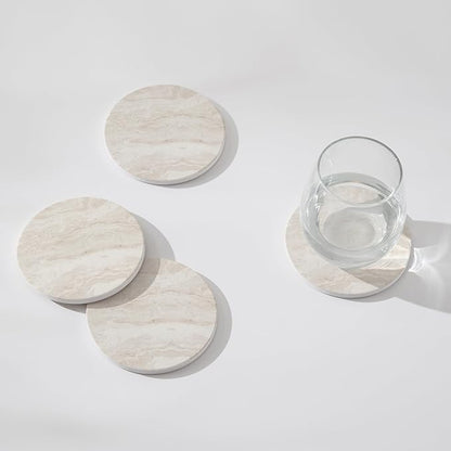 Set of 6 Light Beige Abstract Onyx Marble Coasters - Image 4
