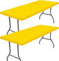 Spandex 8 Foot Rectangle Table Cloth 2 Pack, Elastic Fitted Tablecloths for Picnic, Stretch Washable Patio Table Cover for Outdoor, Camping, Banquet and Parties (Yellow, 30"x96")