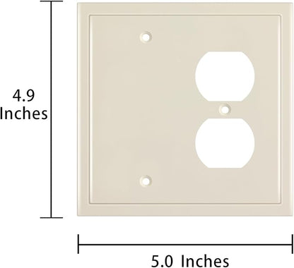 Henne Bery Modern Edge Decorative Wall Plate Switch Plate Outlet Cover, Durable Solid Zinc Alloy (Blank/Duplex, Light Almond)