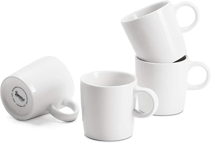 Sweese 3.5oz Porcelain Espresso Cups Set of 4, Mini Coffee Mugs Demitasse Cups by Sweese