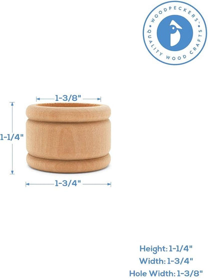 Vintage Wooden Napkin Rings Set of 6, 1-3/4 inch Unfinished Napkin Rings Wood - Image 2