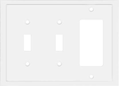 Henne Bery Modern Edge Decorative Wall Plate Switch Plate Outlet Cover, Durable Solid Zinc Alloy (Double Toggle/Single Decorator, White)