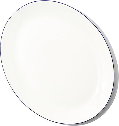 Made In Cookware - Serving Platter - White With Navy Rim- Porcelain England