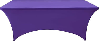 2-Pack 8ft Spandex Table Covers for Rectangle Folding Tables - Washable Elastic Tablecloth - Ultimate Fitted Table Protector for Birthday Parties, Trade Shows, Banquet