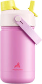 12 oz Kids Insulated Water Bottle: 2-in-1 Straw Spout Lid, Cold 24H, Car by POWCAN