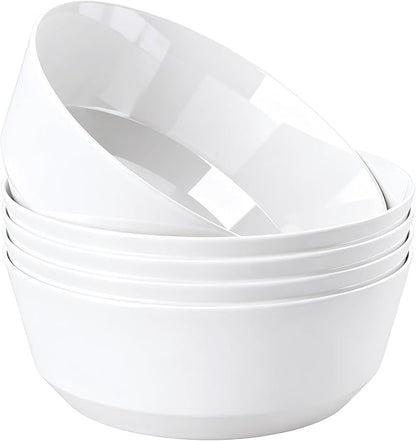 Hioasis 8 Pack Plastic Serving Bowls 128oz White Plastic Bowls Heavy Duty Disposable Serving Bowls for Party Snack & Salad & Candy & Bar Buffet