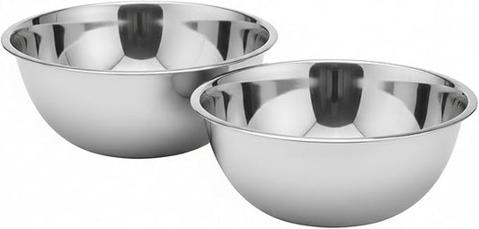 8 Quart Stainless Steel Mixing Bowl - Large Capacity Heavy Duty Kitchen Prep Bowls, Flat Base Design, Dishwasher Safe, For Baking, Dough, Salad, Cooking & Food Prep - 2 Pack