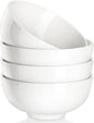MALACASA 26 Oz Porcelain Soup Bowls Set of 4, White Ceramic Bowls for Kitchen, Cereal Bowl for Oatmeal, Fruit, Salad, Ramen and Rice Bowl -Dishwasher & Microwave Safe Bowls