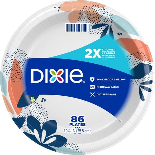 Dixie Paper Plates, Large 10 Inch | 2X Stronger | Microwave-Safe | Soak-Proof | - Image 2