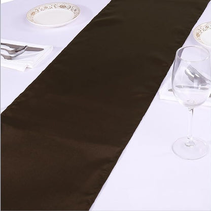 10 Pack Brown Table Runner 12 X 108 Inches Wedding Satin Table Runner - Image 8