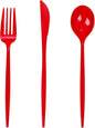 PULOTE 150PCS Red Plastic Silverware Set - Heavy Duty Plastic Cutlery - Red Utensils Disposable Include 50 Forks, 50 Spoons, 50 Knives for Party & Valentines Day