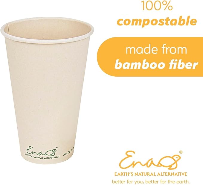100% Compostable Disposable Coffee Cups Paper Cups Made from Bamboo, - Image 4