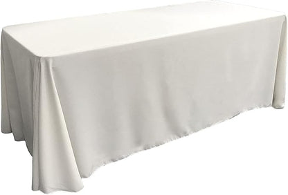 LA Linen Polyester Poplin Washable Rectangular Tablecloth, Stain and Wrinkle Resistant Table Cover 90x132, Fabric Table Cloth for Dinning, Kitchen, Party, Holiday 90 by 132-Inch, White