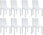 White Dining Chairs Set of 8,Faux Leather with Chrome Plate Metal Legs,Armless Kitchen Room Chairs Set of 8,Max Load 300 Lbs,High Back Modern Design for Home Kitchen Living Room Bedroom