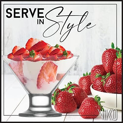 Vikko Dessert Bowls, 5.5 Ounce Ice Cream Sundae Bowls, Set of 12 Footed Dessert Cup For Ices, Pudding, Fruit, and More, Dishwasher Safe