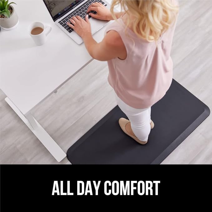 GORILLA GRIP Comfortable Cushioned Kitchen Mats for Floor, 3/4 Inch Thick Ergonomic Standing Desk Anti Fatigue Mat, Waterproof and Stain Resistant Pebbled Top, Supportive Padded Foam Rug, 20x32, Black
