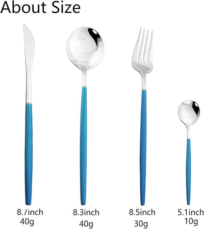 JASHII Flatware Serving Set 24 Piece, Stainless Steel Silverware Set, Modern - Image 3
