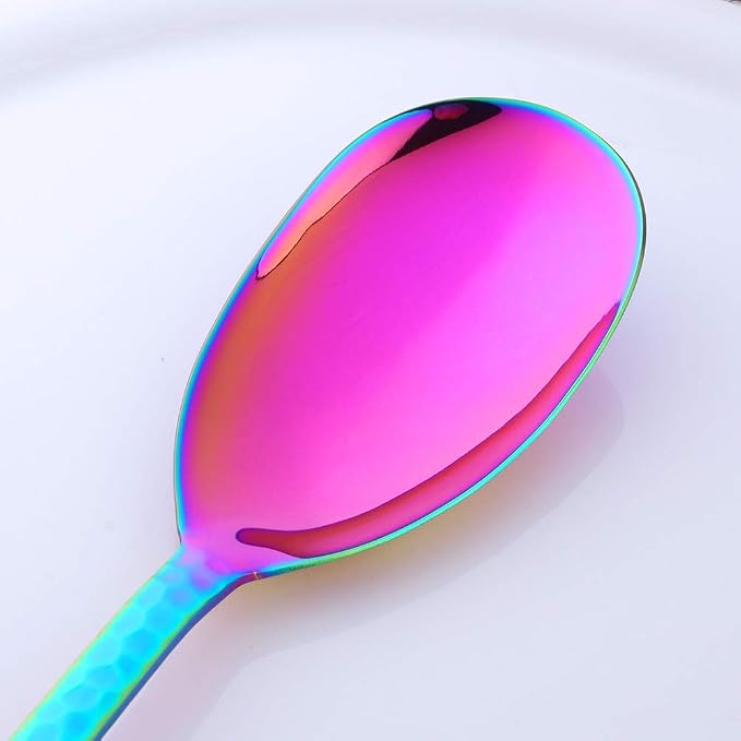 Salad Spoon and Fork Set, 12 Inch Stainless Steel Rainbow Salad Server - Image 8