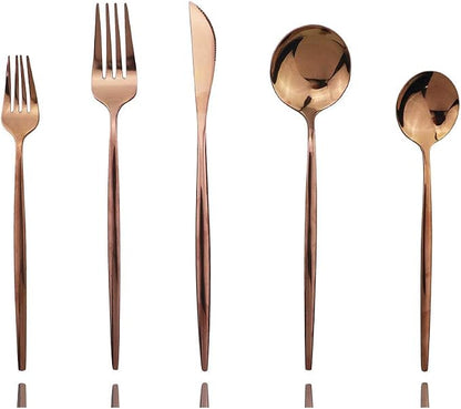 Rose Gold Silverware Set, JASHII 20-Piece Stainless Steel Flatware Cutlery Set by JASHII