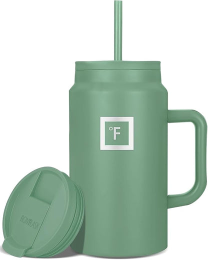 IRON °FLASK Co-Pilot Insulated Mug w/Straw & Flip Cap Lids by IronFlask