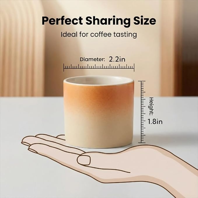 Ceramic Espresso Cups Small Modern Coffee Cup Thick Walled, Handleless - Image 2