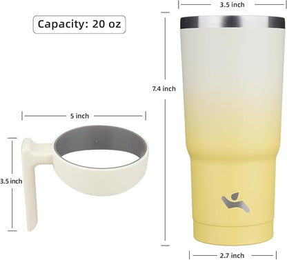 Konokyo 20 oz Tumbler with Handle and Straw, Insulated Travel Mug | Lemon; - Image 4