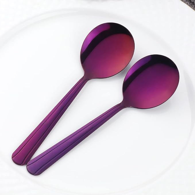 Bouillon Spoons Set of 12, 5.9 Inch Stainless Steel Soup Spoon, Metal Round - Image 5