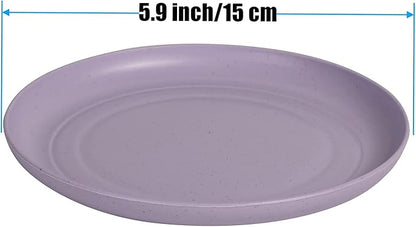 Wheat Straw Plates Lightweight Unbreakable Dinner Dishes Plates Set Dishwasher & Microwave Safe (Small 6 Pack 5.9')