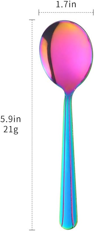 Bouillon Spoons Set of 12, 5.9 Inch Stainless Steel Soup Spoon, Metal Round - Image 7