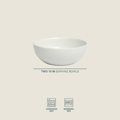 Gibson Home Great Essentials 2 Pack 100 OZ 10" Deep Salad Serving Bowl Set for Kitchen - Porcelain - Dishwasher and Microwave Safe